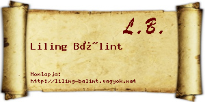 Liling Bálint névjegykártya